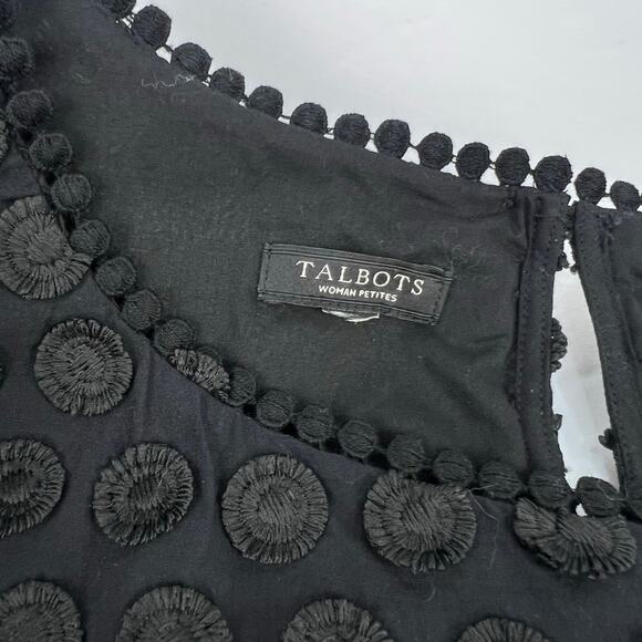 Talbots Black/Black Embroidered Textured Women's Plus Size Blouse 24W Petite - Picture 6 of 11